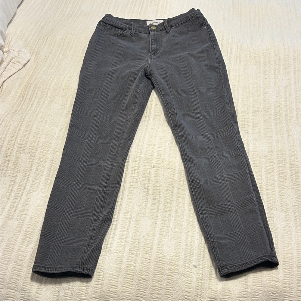 Gray Women's Jeans with subtle plaid